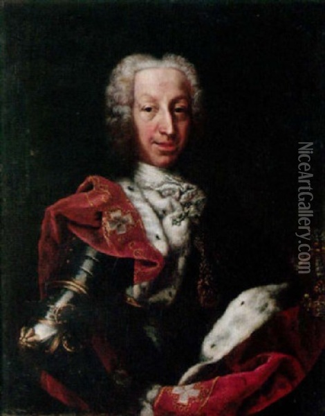Portrait Of Charles-emmanuel Iii, Duke Of Savoy And King Of Sardinia, Wearing Armour And The Order Of The Annunziata Oil Painting - Maria Giovanni Battista (La Clementina) Clementi