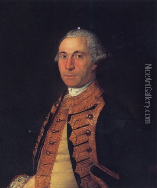 Portrait Of A Naval Officer (commodore Vincent Pearce?) Wearing Flag Officer's Undress Uniform Oil Painting - Jeremiah Theus