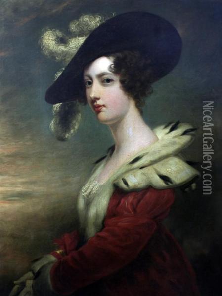 Half Length Portrait Of Lady Dover (georgina Agar-ellis) Oil Painting - John Jackson