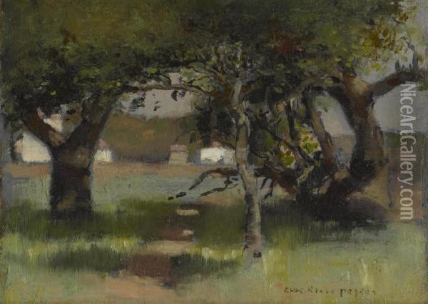 Wooded Path In Sunlight And Shade Oil Painting - Charles Rollo Peters