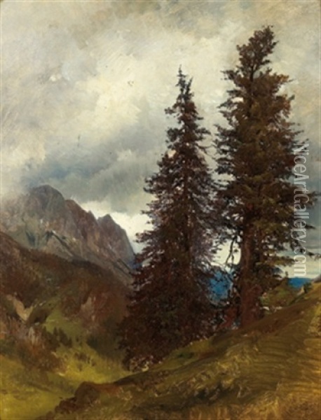 Im Gebirge Oil Painting - Eduard Peithner Ritter von Lichtenfels