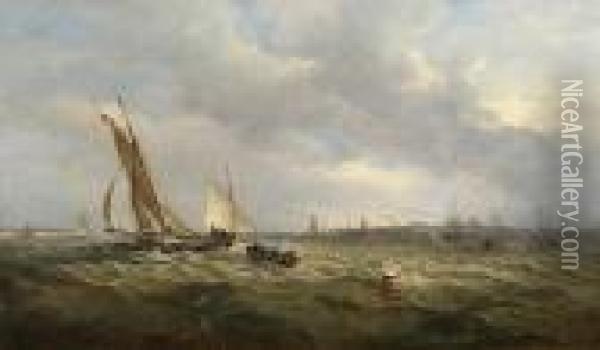 Shotley Spit Oil Painting - John Moore Of Ipswich