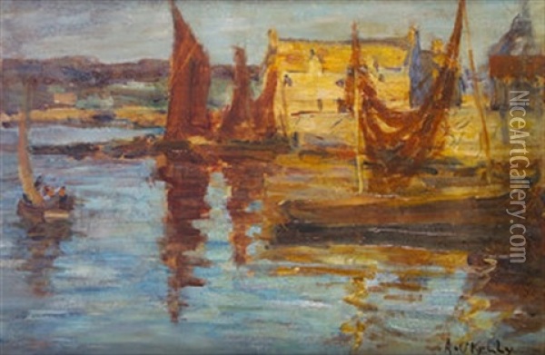 The Harbour, Concarneau Oil Painting - Aloysius C. O'Kelly