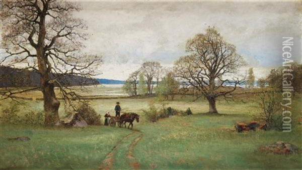 Vid Malarstranden (on The Bank Of Lake Malaren) Oil Painting - Olof Hermelin