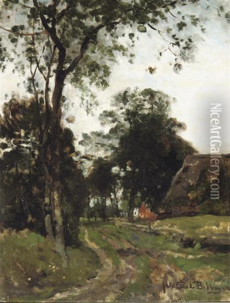 Along A Country Road Oil Painting - Julius Jacobus Van De Sande Bakhuyzen