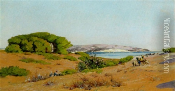 Campement Au Bord De La Baie D'alger Oil Painting - Eugene F. A. Deshayes