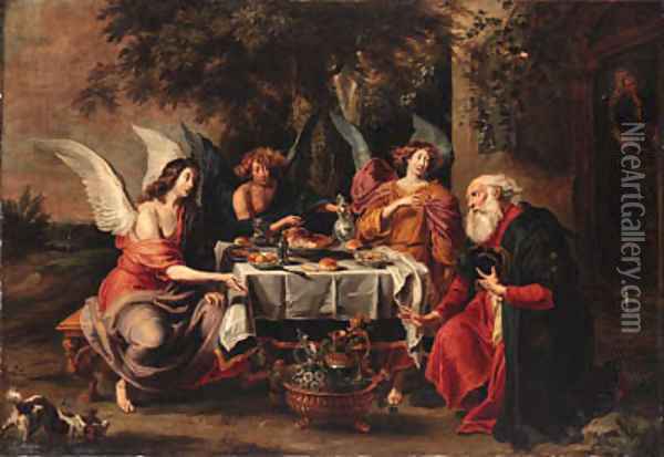 Abraham and the three angels Oil Painting - Willem van, the Elder Herp