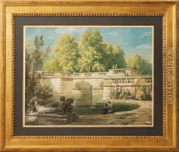Jardin De La Fontaine A Nimes Oil Painting - Jean Baptiste Lavastre