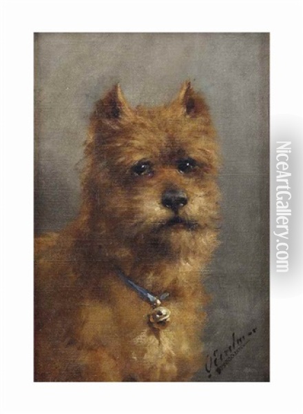 A Terrier Oil Painting - Otto Eerelman