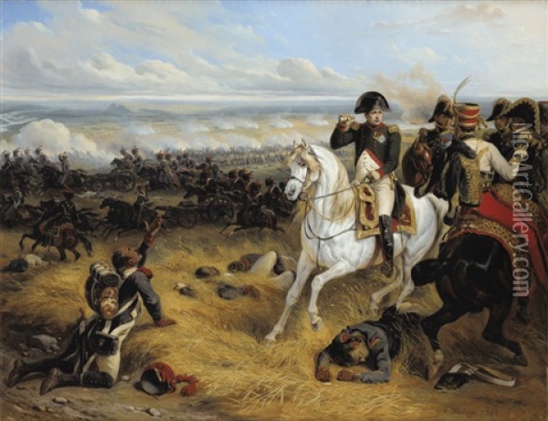 Napoleon A Wagram, Juillet 1809 Oil Painting - Hippolyte Bellange