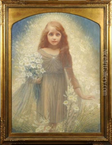 Jeune Fille Aux Fleurs Oil Painting - Alfred Moitroux