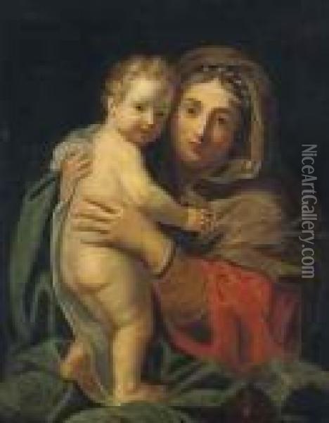 The Madonna And Child Oil Painting - Charles Lebrun