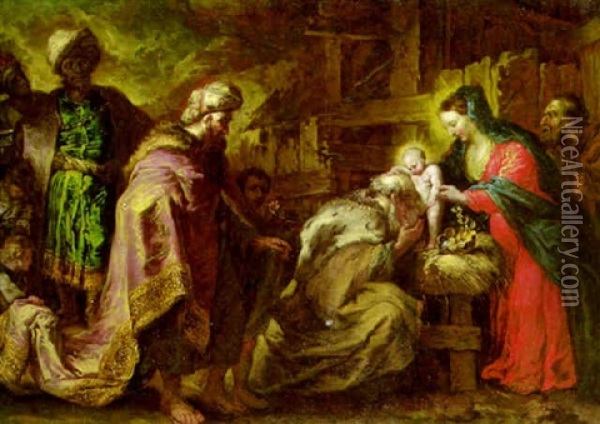 The Adoration Of The Magi Oil Painting - Orazio Ferraro