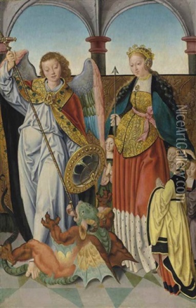 Saints Michael And Ursula Oil Painting - Bartholomaeus Bruyn the Elder