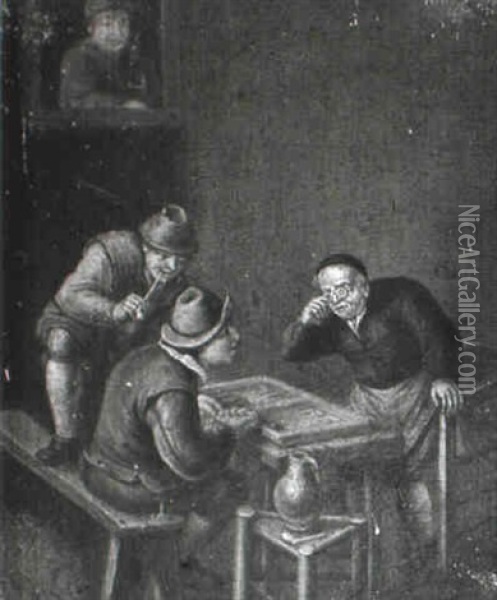 Peasants Playing Backgammon Oil Painting - Adriaen Jansz van Ostade