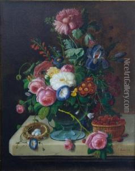 Floral Still Life Oil Painting - Severin Roesen
