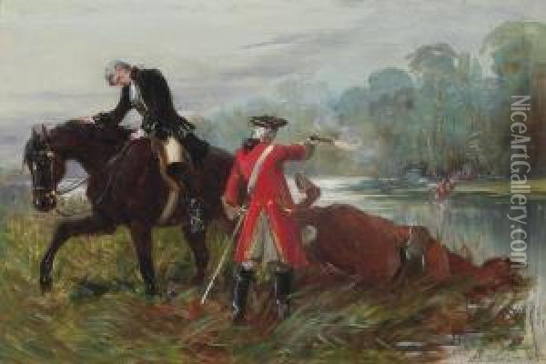 After Culloden Signed And Dated 's. E. Waller. 1890.' Oil On Canvas Board 6Â¾ X 10 In Oil Painting - Samuel Edmund Waller