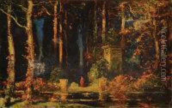A Garden Of Romance Oil Painting - Thomas E. Mostyn