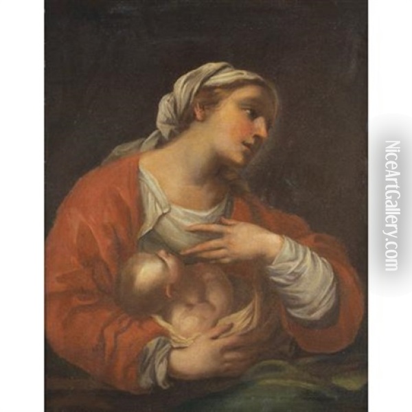 Madonna & Child Oil Painting - Elisabetta Sirani