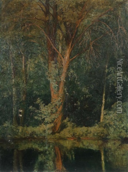 Seeufer Im Wald Oil Painting - Louis Lejeune