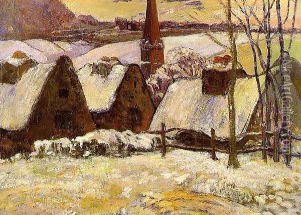 Breton Village In The Snow Oil Painting - Paul Gauguin