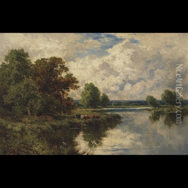 On The Avon Near Stratford-on-avon Oil Painting - Henry H. Parker