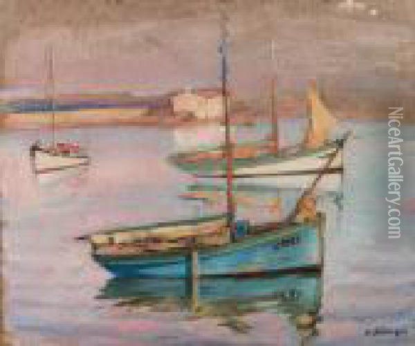 Bateaux Au Port De L'ile D'yeu Oil Painting - Henri Lebasque