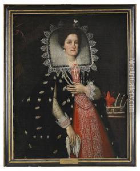 Portratt Forestallande Arkehertiginnan Maria Magdalena Av Osterrike Oil Painting - Alonso Sanchez Coello