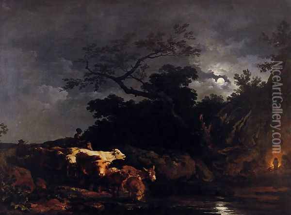 Clair de Lune (Moonlight) 1777 Oil Painting - Philip Jacques de Loutherbourg