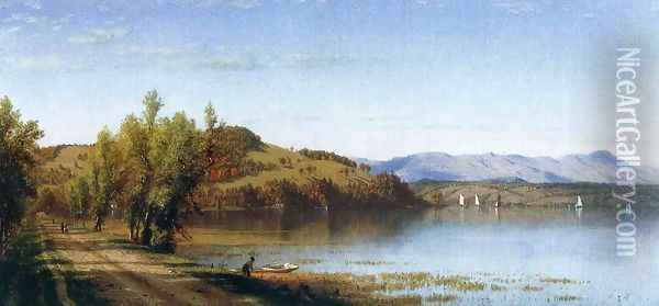 South Bay, on the Hudson, near Hudson, New York Oil Painting - Sanford Robinson Gifford