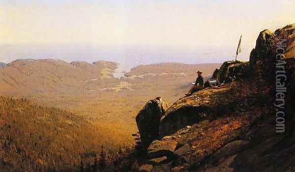 The Artist Sketching at Mount Desert, Maine Oil Painting - Sanford Robinson Gifford
