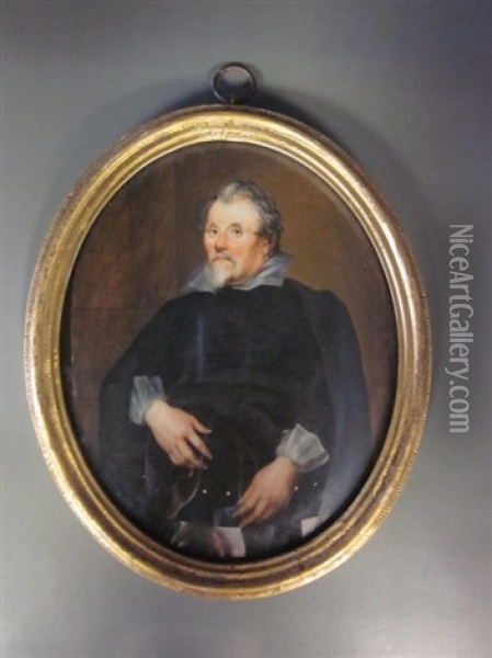 Portrait Of A Gentleman, Called Old Franks, Wearing Black Coat And White Collar And Holding A Letter In His Left Hand Oil Painting - Margaret, Lady Bingham