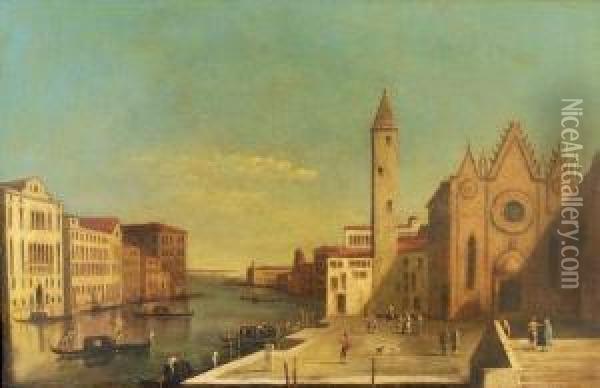 The Grand Canalfrom Santa Maria Della Carita Looking Towards The Bacino Di Sanmarco Oil Painting - Francesco Tironi