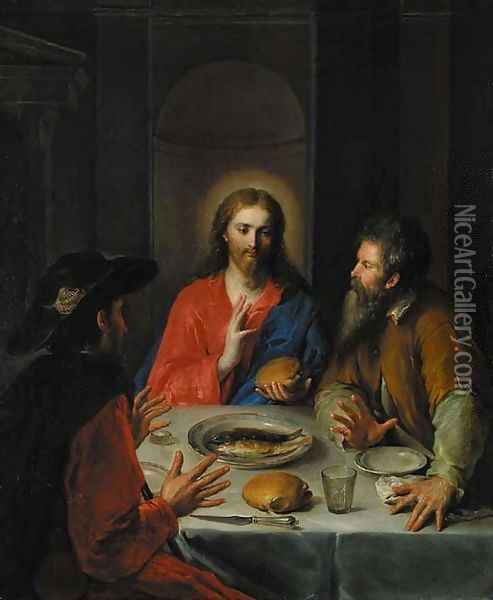 The Supper at Emmaus Oil Painting - Spanish School