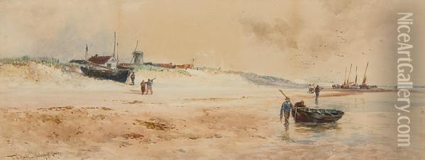 A Norfolk Shore Oil Painting - Thomas Bush Hardy