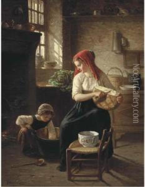 Mother's Little Helper Oil Painting - Paul Seignac