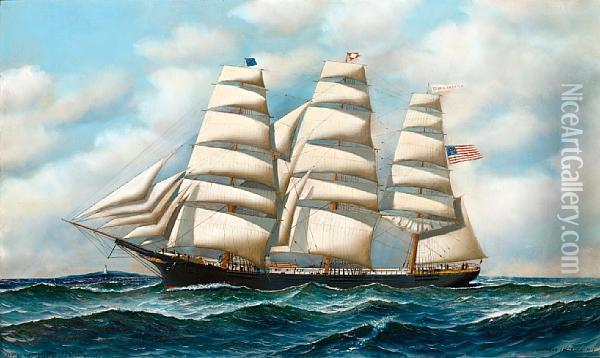 The Ship Young America 
 At Sea Oil Painting - Antonio Nicolo Gasparo Jacobsen