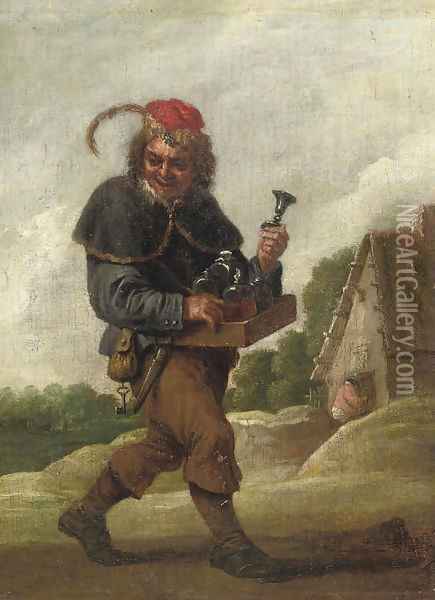 A pedlar on a track Oil Painting - David The Younger Teniers