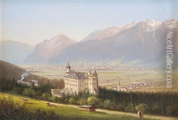 Blick Auf Schloss Ambras Und Innsbruck Oil Painting - Hubert Sattler