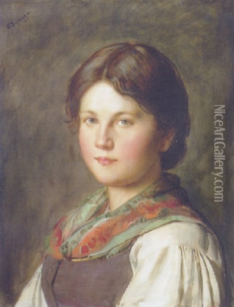 Junges Tiroler Madchen Oil Painting - Franz Von Defregger