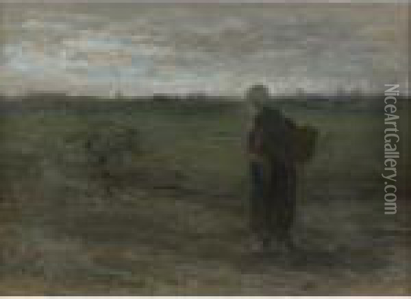 Woman In The Field Oil Painting - Jozef Israels
