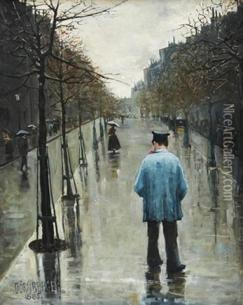 Streetscene, Paris - Boulevard Des Batignolles Oil Painting - Karl Johannes Andreas Adam Dornberger