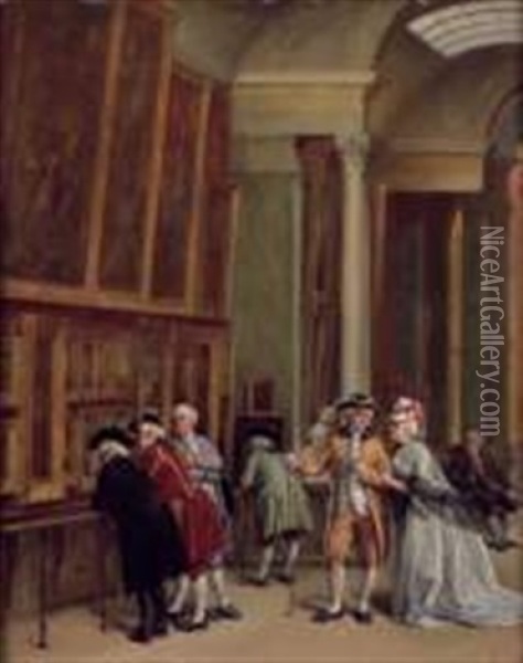 Visite Au Musee Du Louvre Oil Painting - Leon Marie Constant Dansaert