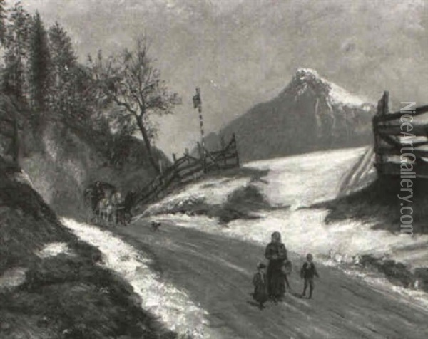 Postkutsche Im Winterlichen Gebirge Oil Painting - Paul Felgentreff