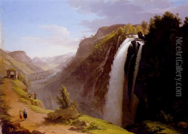 Wasserfall Bei Reichenbach Oil Painting - Balthasar Anton Dunker