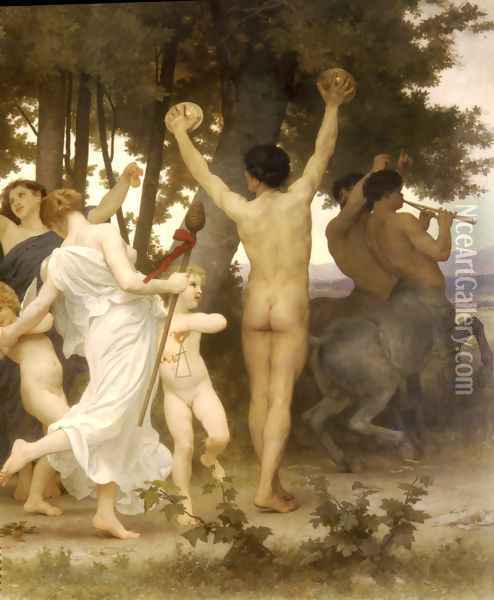 La Jeunesse de Bacchus [detail: right] (The Youth of Bacchus) Oil Painting - William-Adolphe Bouguereau