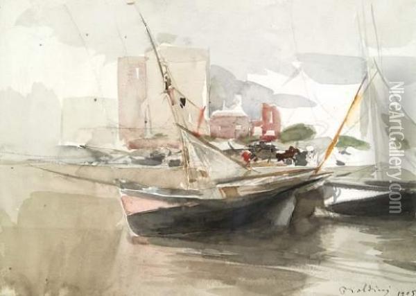 Voiliers Au Port Oil Painting - Giovanni Boldini