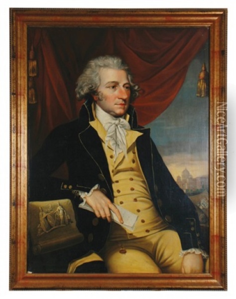 Portrait Of Sir John Coxe Hippisley, 1st Baronet Oil Painting - Hugh Douglas Hamilton