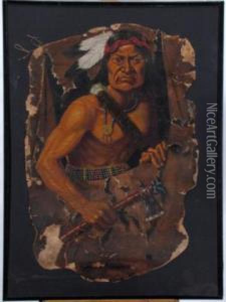 Chief Pen Horse,on The War Path Oil Painting - William Mckendree Snyder