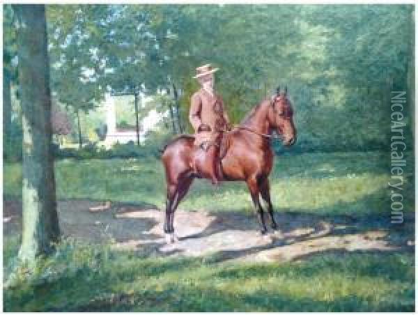 Jeune Homme Sur Son Poulain Au Bois De La Cambre Oil Painting - Jan Frans Simons
